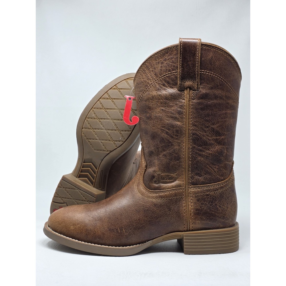 Justin Blain SE7701 Size 7.5B Womens Brown Leather Roper Western Boots New